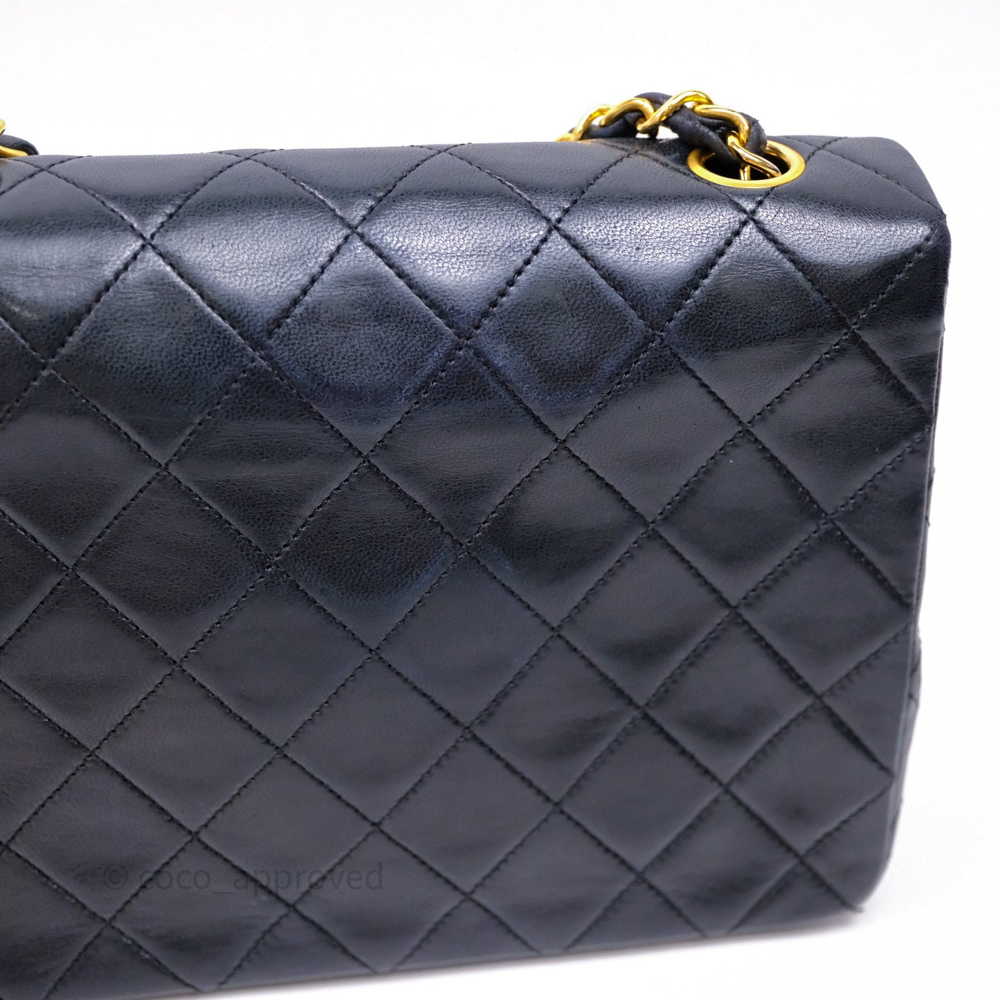 Chanel Vintage Square Flap Bag Black Lambskin 24K Gold Hardware