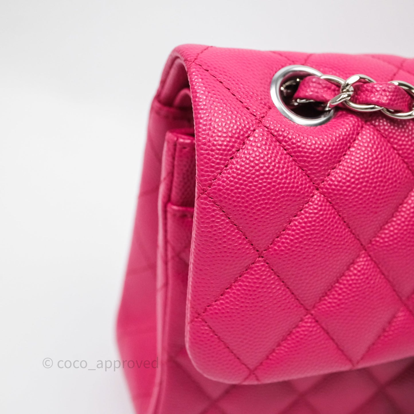 Chanel Small Classic Flap Quilted Hot Pink Caviar Silver Hardware