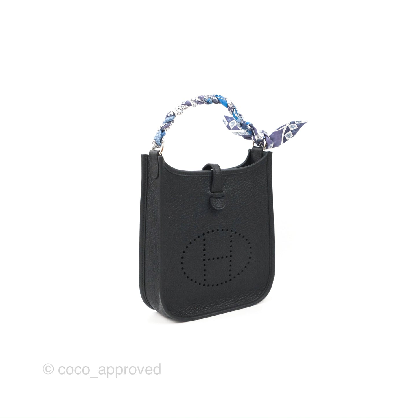 Hermès Mini Evelyne 16 Black Clemence Palladium Hardware With Twilly