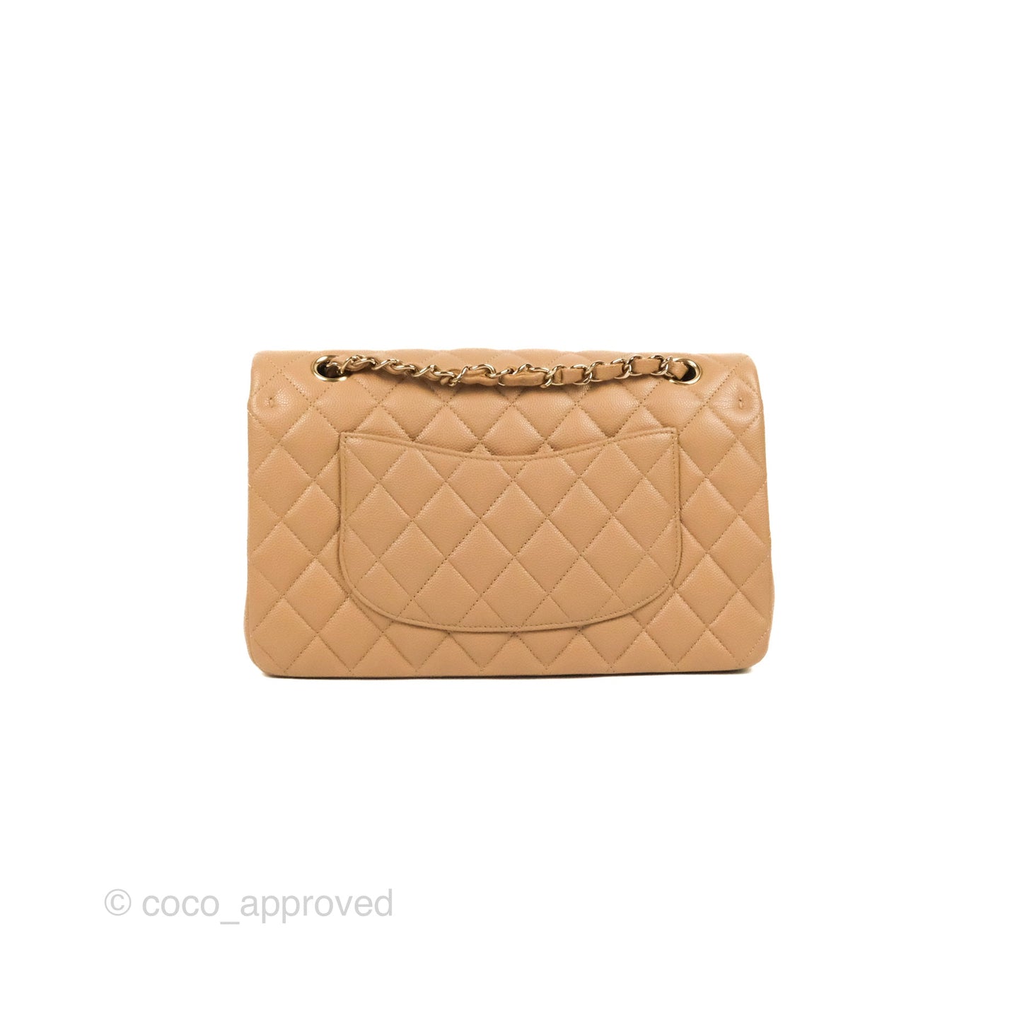 Chanel Classic M/L Medium Flap Quilted Dark Beige Caviar Gold Hardware 19B