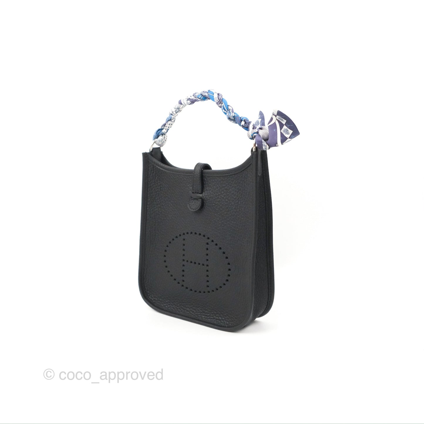 Hermès Mini Evelyne 16 Black Clemence Palladium Hardware With Twilly