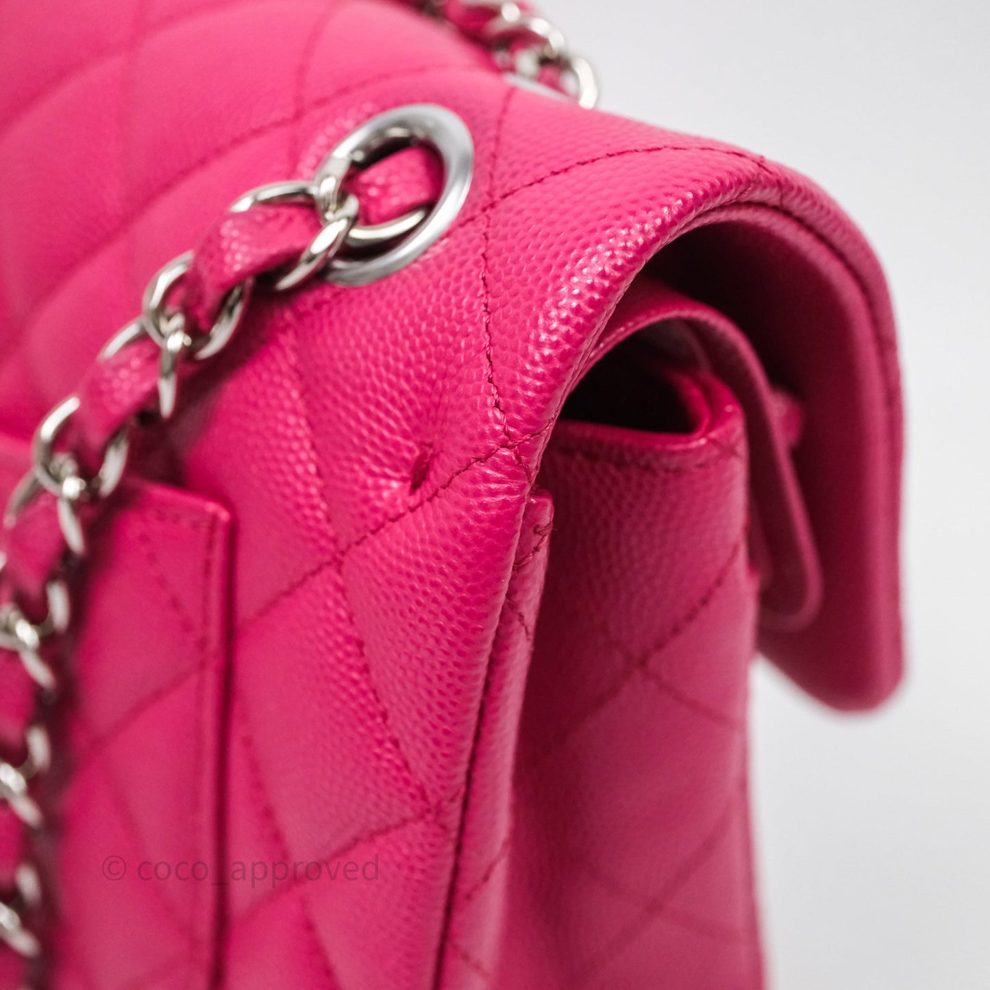 Chanel Small Classic Flap Quilted Hot Pink Caviar Silver Hardware
