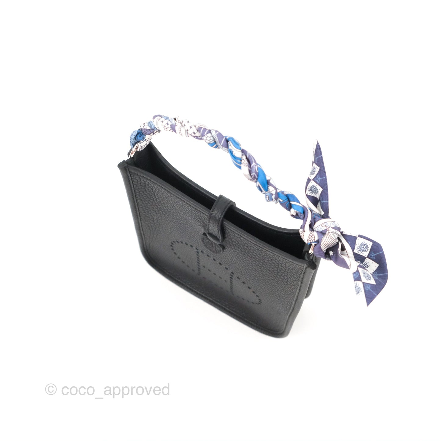 Hermès Mini Evelyne 16 Black Clemence Palladium Hardware With Twilly