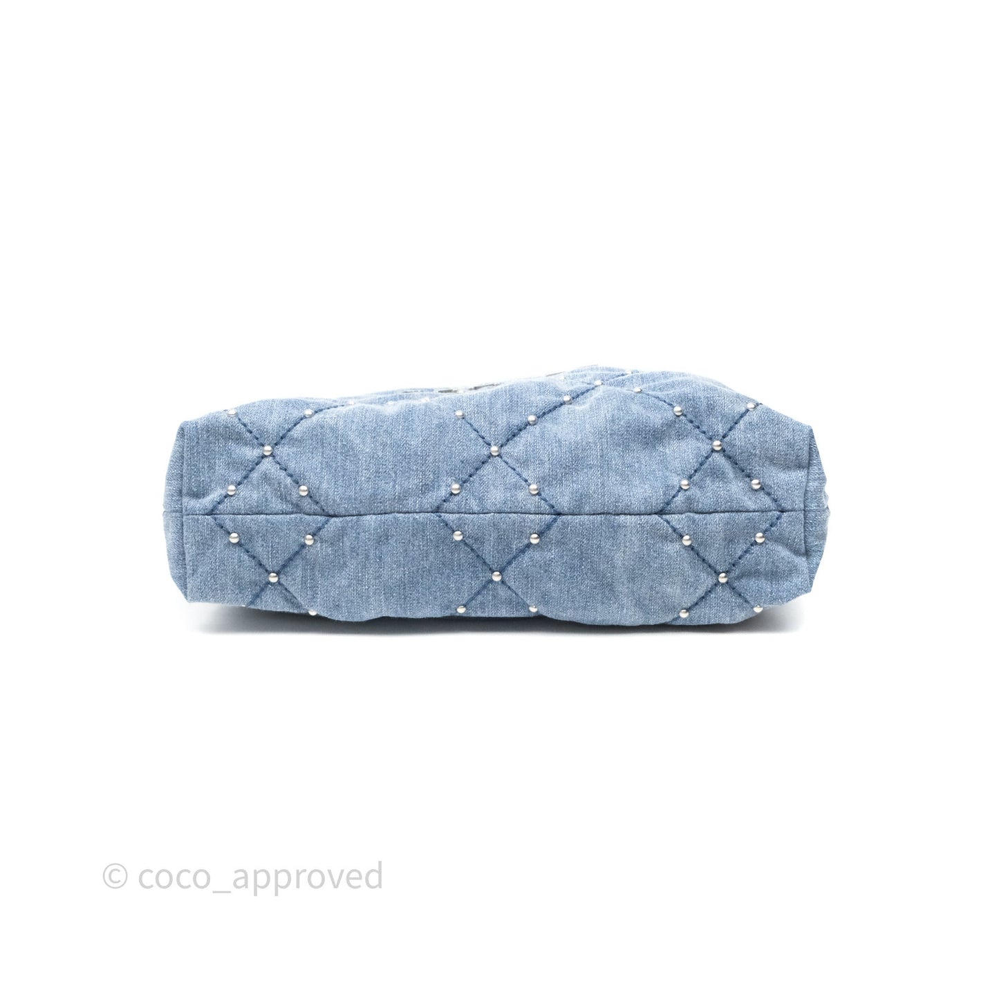 Chanel 22 Small Pearl Studded Denim Silver Hardware