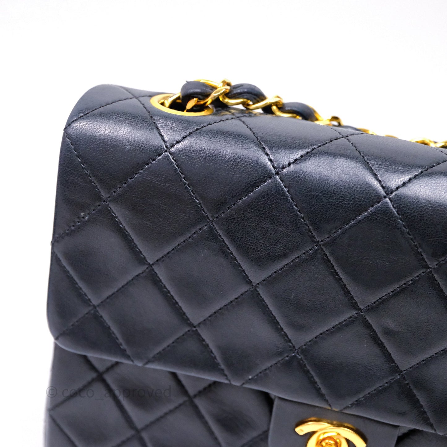 Chanel Vintage Square Flap Bag Black Lambskin 24K Gold Hardware