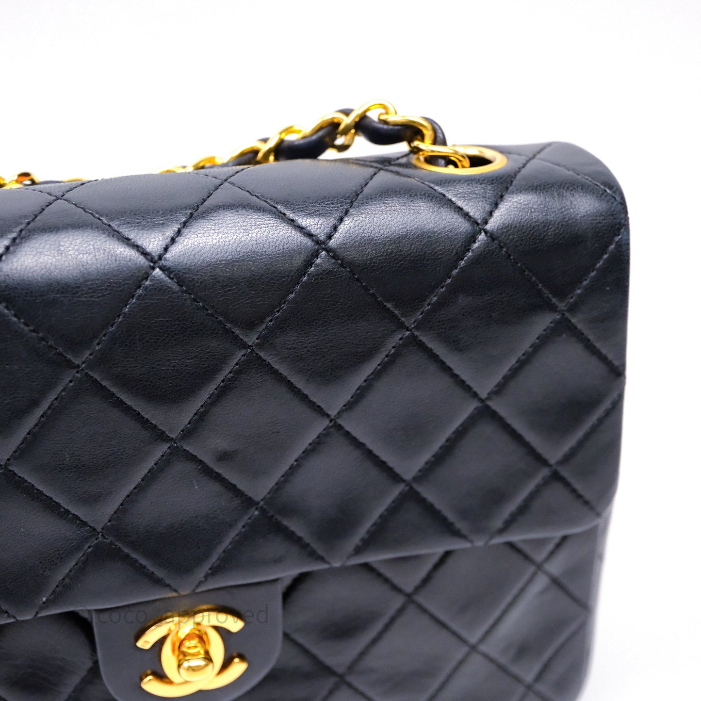 Chanel Vintage Square Flap Bag Black Lambskin 24K Gold Hardware