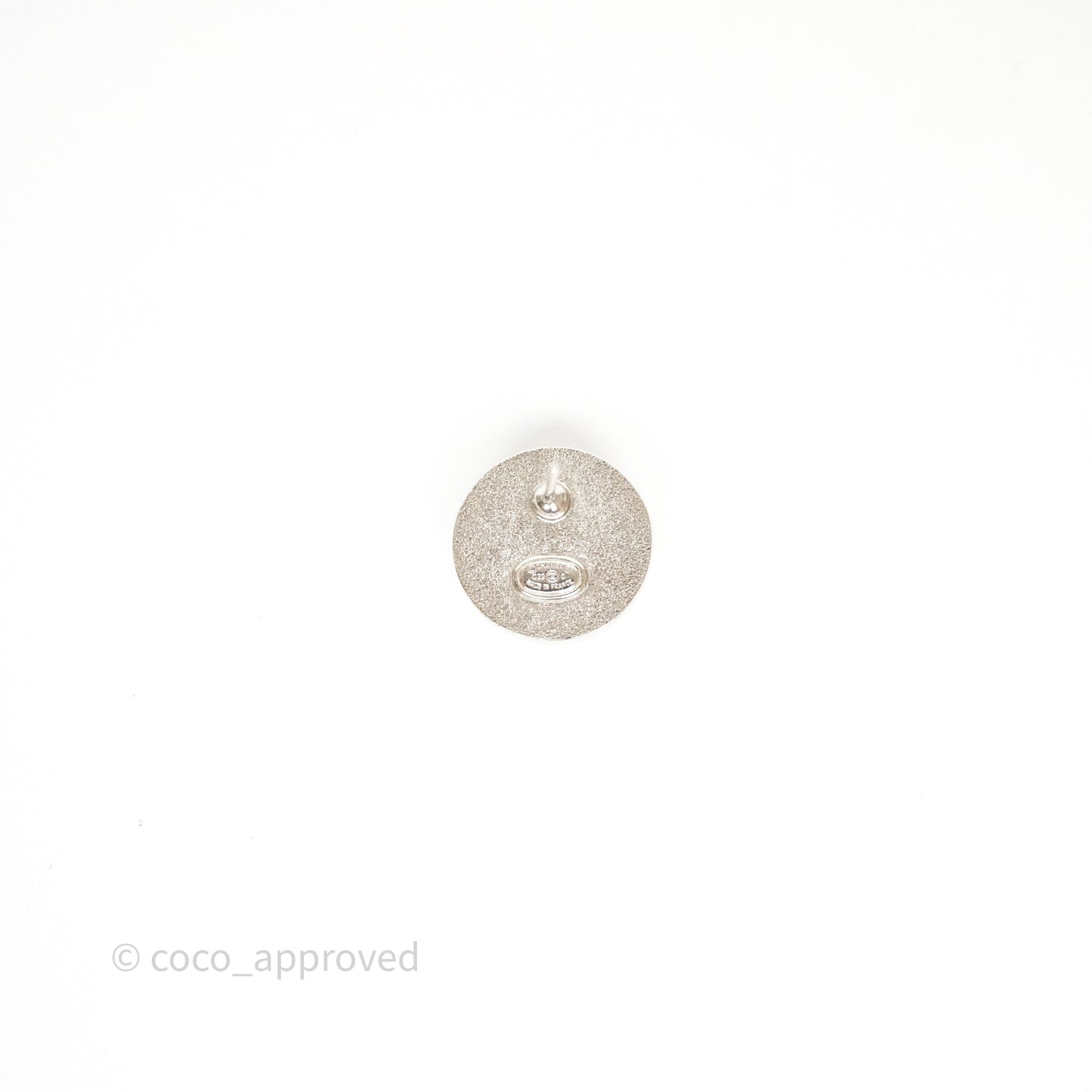 Chanel Crystal CC White Round Earrings Silver Tone 22C