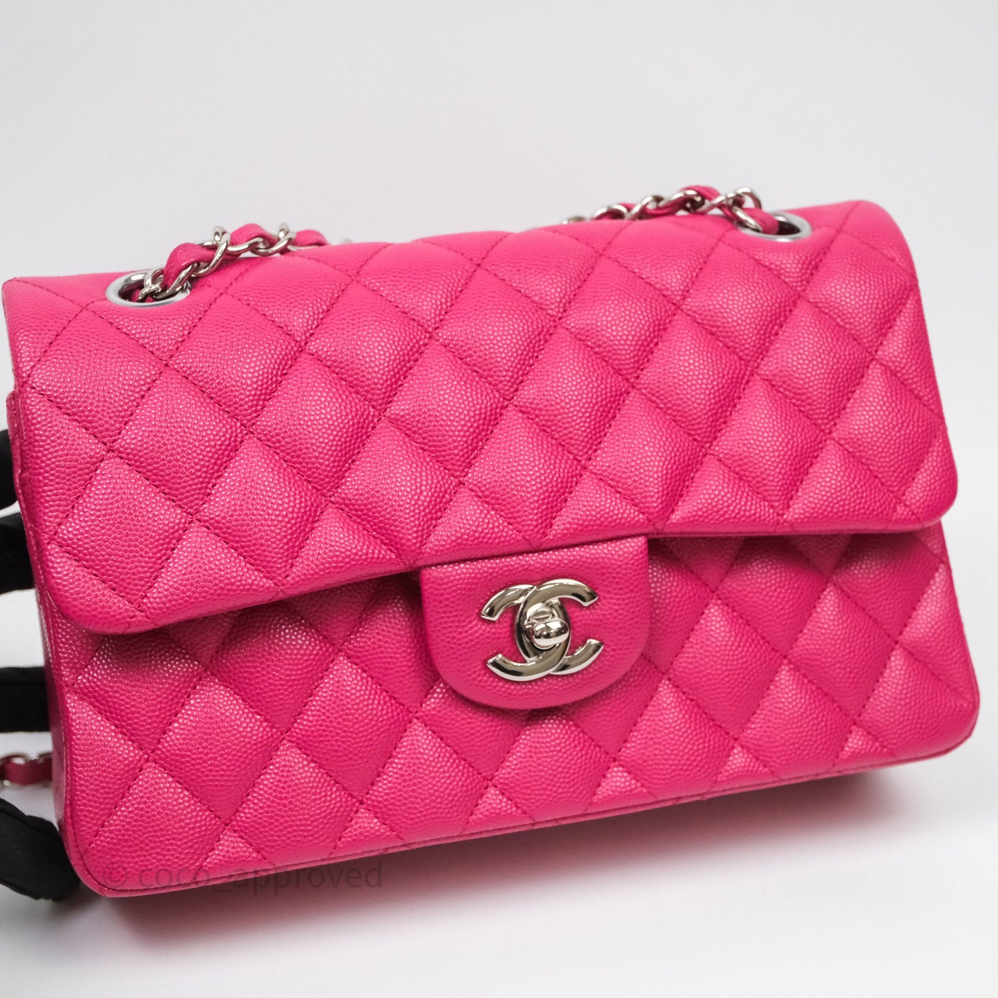 Chanel Small Classic Flap Quilted Hot Pink Caviar Silver Hardware