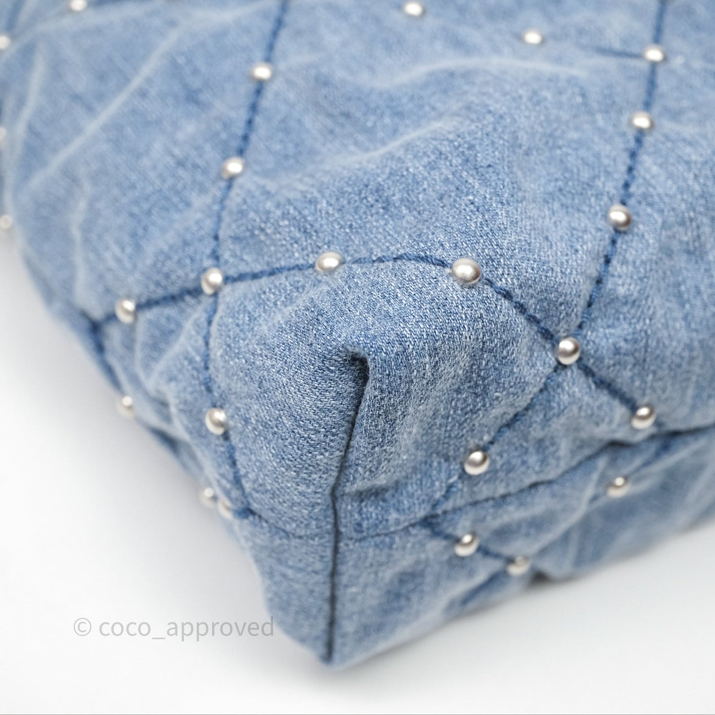 Chanel 22 Small Pearl Studded Denim Silver Hardware