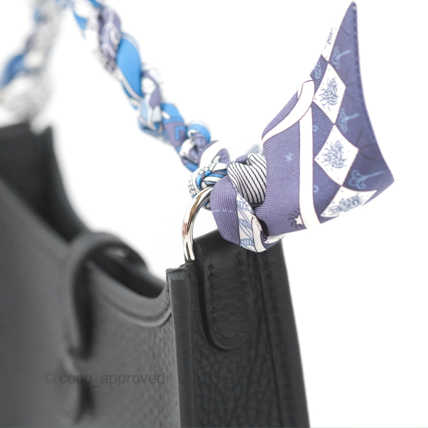Hermès Mini Evelyne 16 Black Clemence Palladium Hardware With Twilly