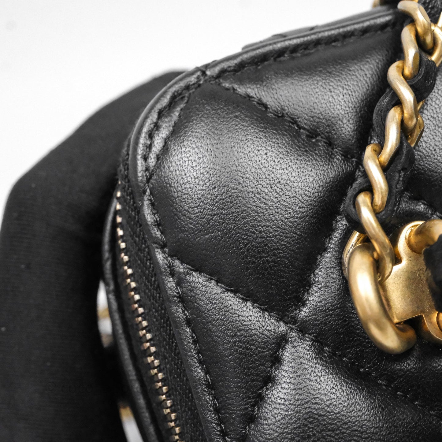 Chanel Vanity Rectangular Metal Top Handle Black Lambskin Aged Gold Hardware