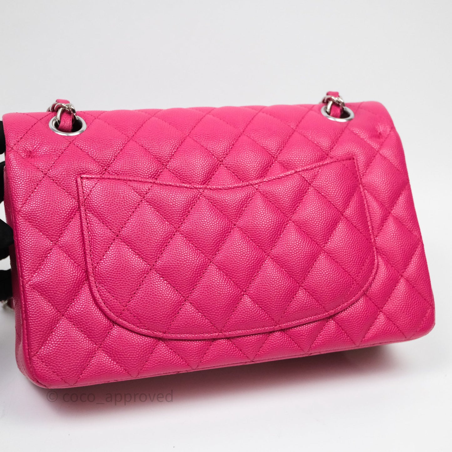 Chanel Small Classic Flap Quilted Hot Pink Caviar Silver Hardware
