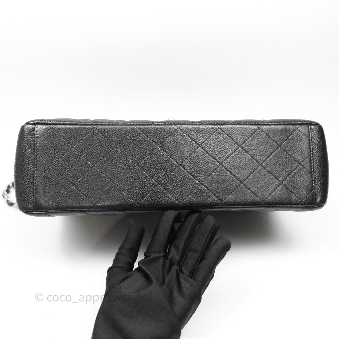Chanel Quilted Maxi Double Flap Black Caviar Silver Hardware