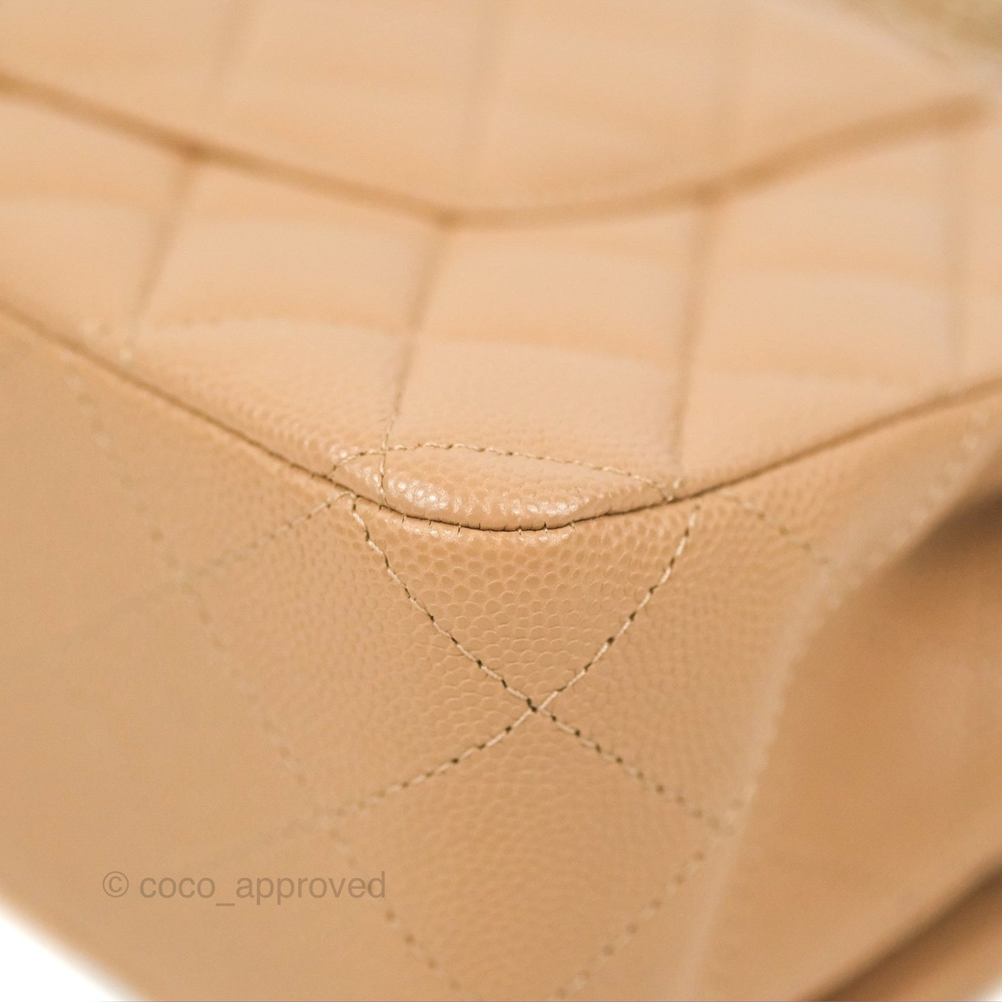 Chanel Classic M/L Medium Flap Quilted Dark Beige Caviar Gold Hardware 19B