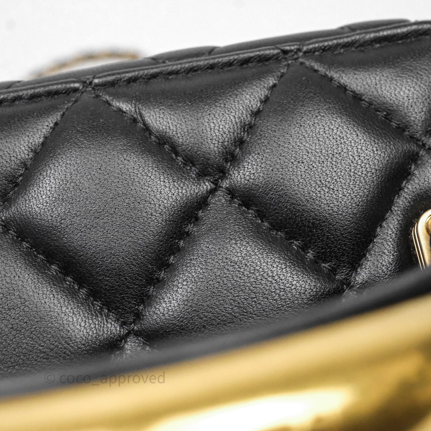 Chanel Vanity Rectangular Metal Top Handle Black Lambskin Aged Gold Hardware