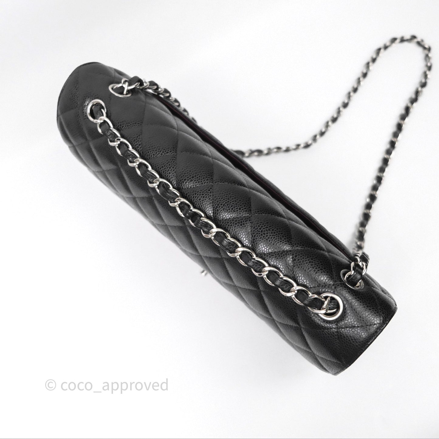 Chanel Quilted Maxi Double Flap Black Caviar Silver Hardware