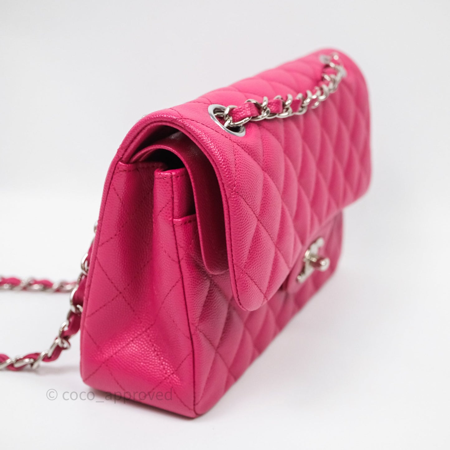 Chanel Small Classic Flap Quilted Hot Pink Caviar Silver Hardware