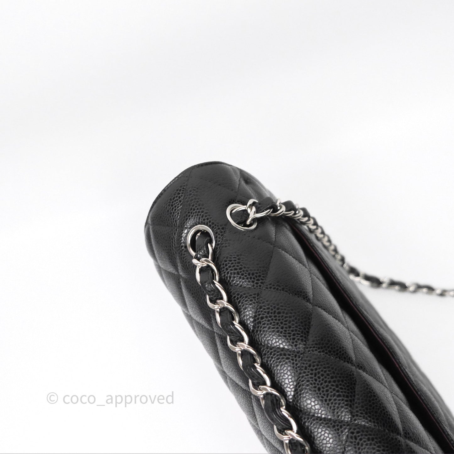 Chanel Quilted Maxi Double Flap Black Caviar Silver Hardware