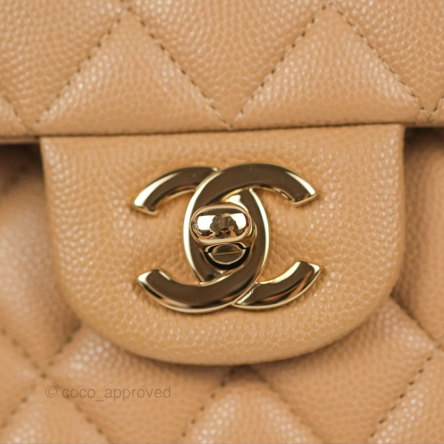 Chanel Classic M/L Medium Flap Quilted Dark Beige Caviar Gold Hardware 19B