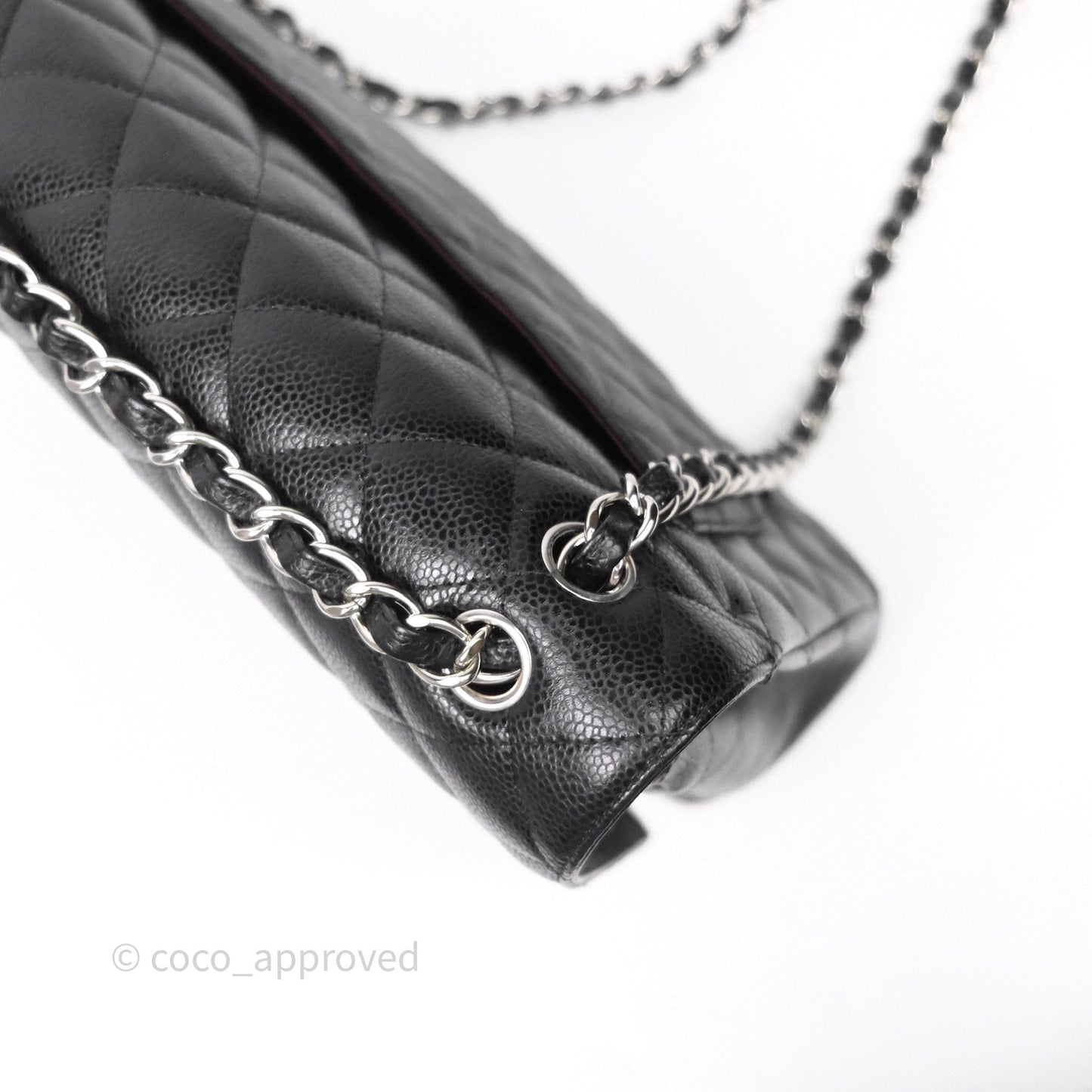 Chanel Quilted Maxi Double Flap Black Caviar Silver Hardware