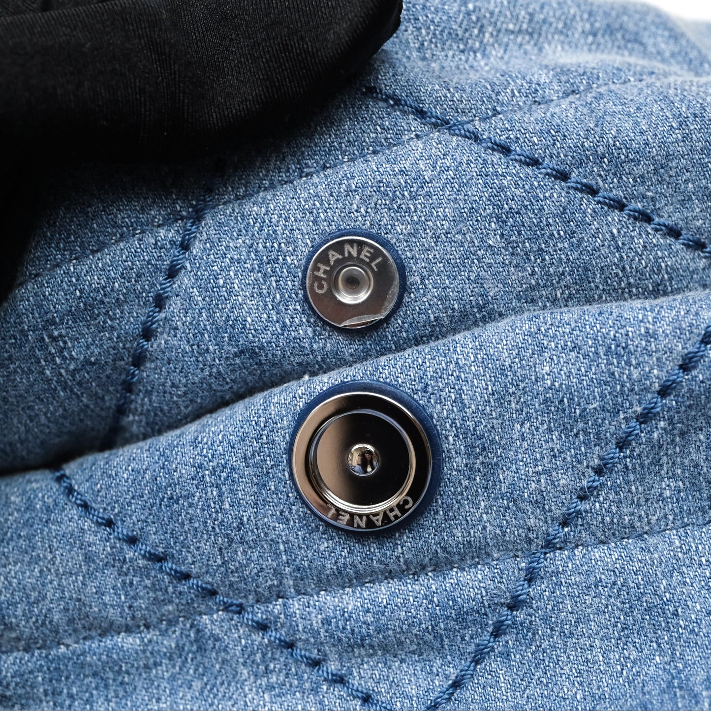 Chanel 22 Small Pearl Studded Denim Silver Hardware