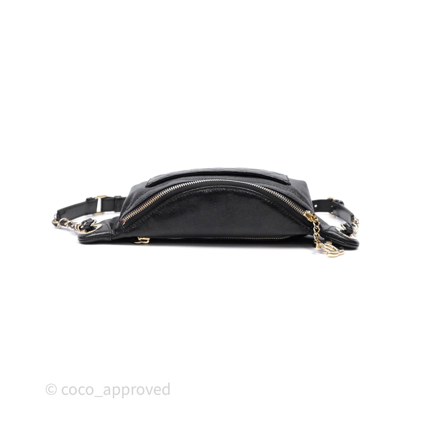 Chanel Waist Bag Black Crumpled Glazed Lambskin Gold Hardware
