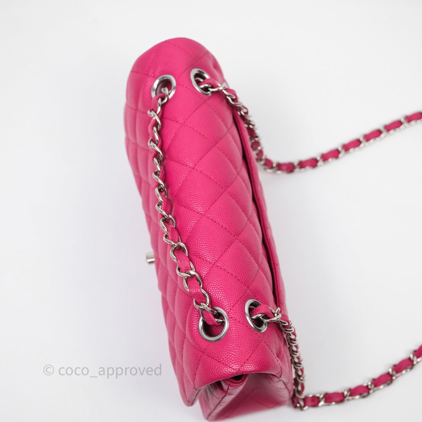 Chanel Small Classic Flap Quilted Hot Pink Caviar Silver Hardware