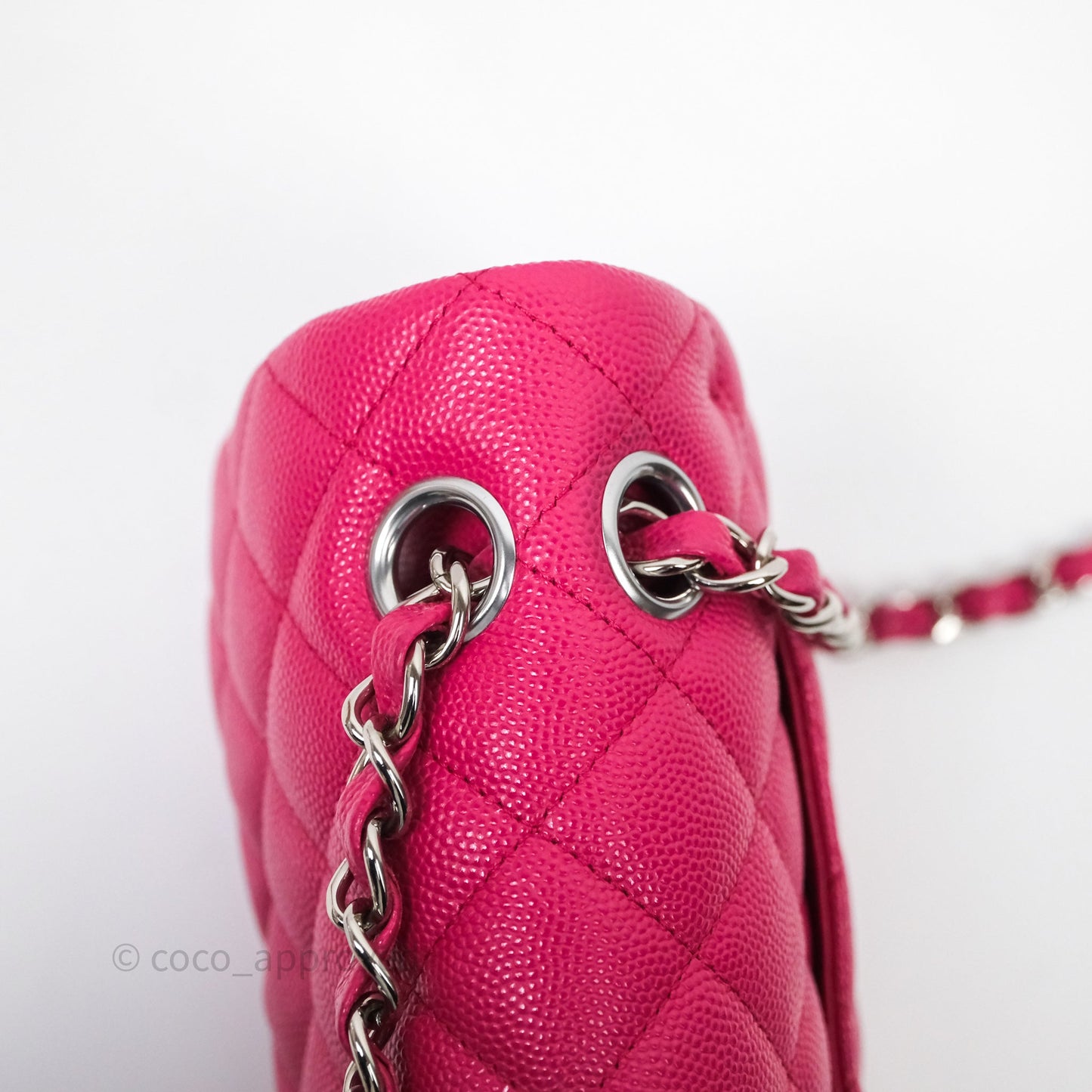 Chanel Small Classic Flap Quilted Hot Pink Caviar Silver Hardware