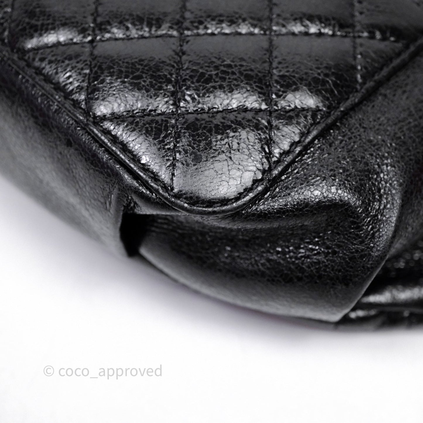 Chanel Waist Bag Black Crumpled Glazed Lambskin Gold Hardware