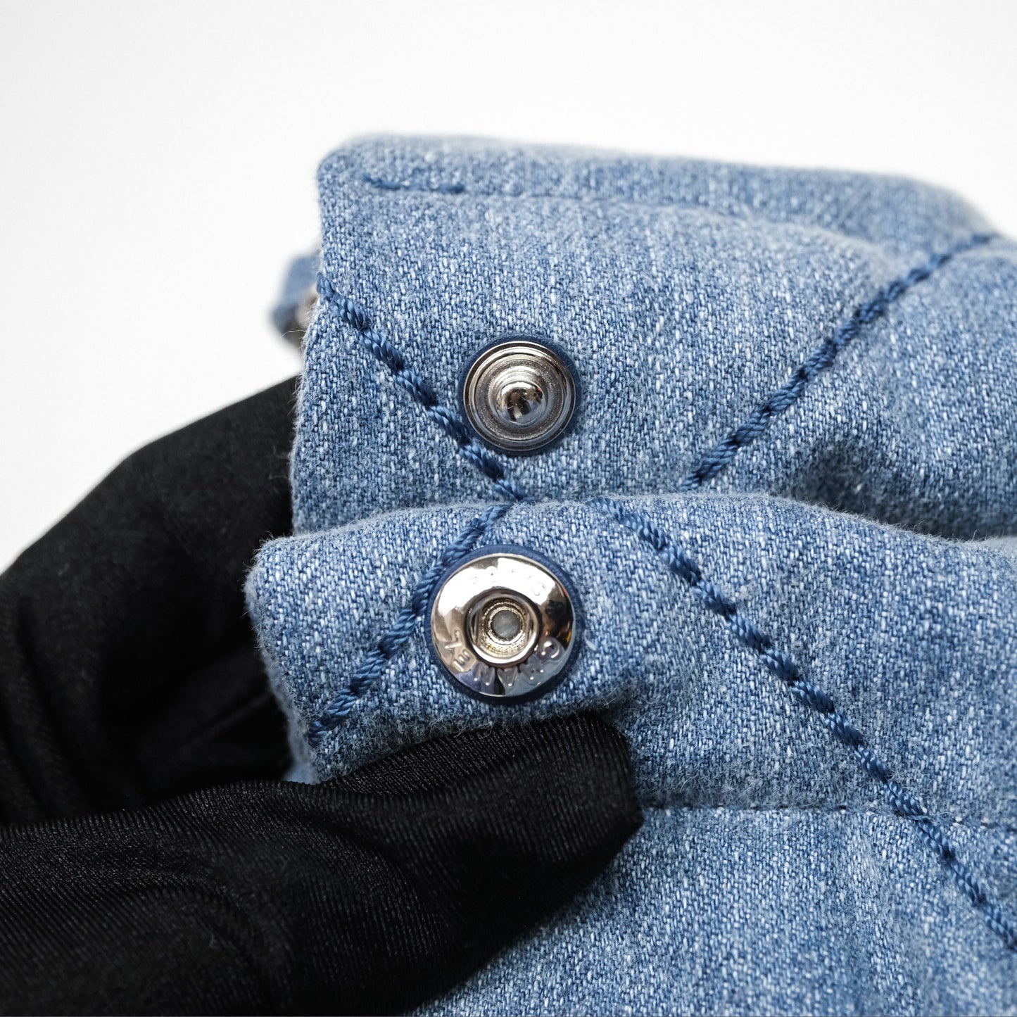 Chanel 22 Small Pearl Studded Denim Silver Hardware