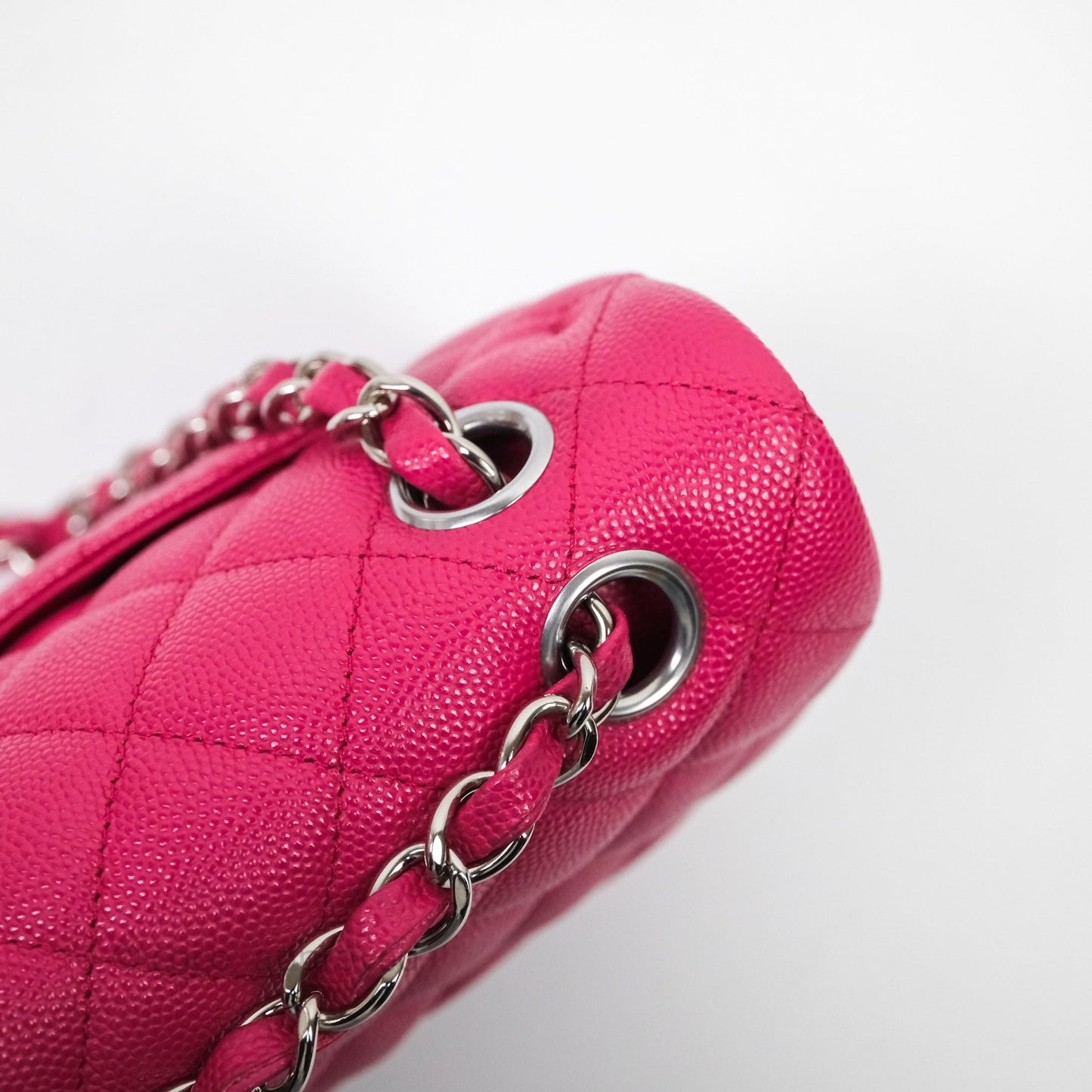 Chanel Small Classic Flap Quilted Hot Pink Caviar Silver Hardware