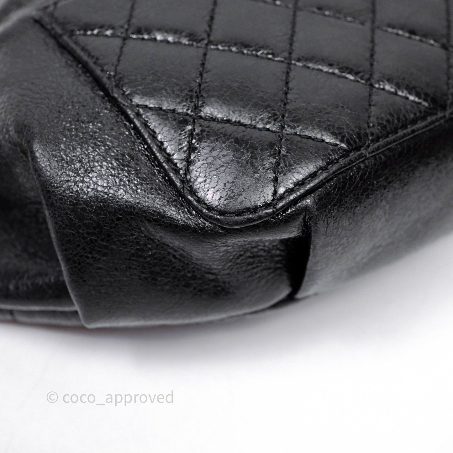 Chanel Waist Bag Black Crumpled Glazed Lambskin Gold Hardware