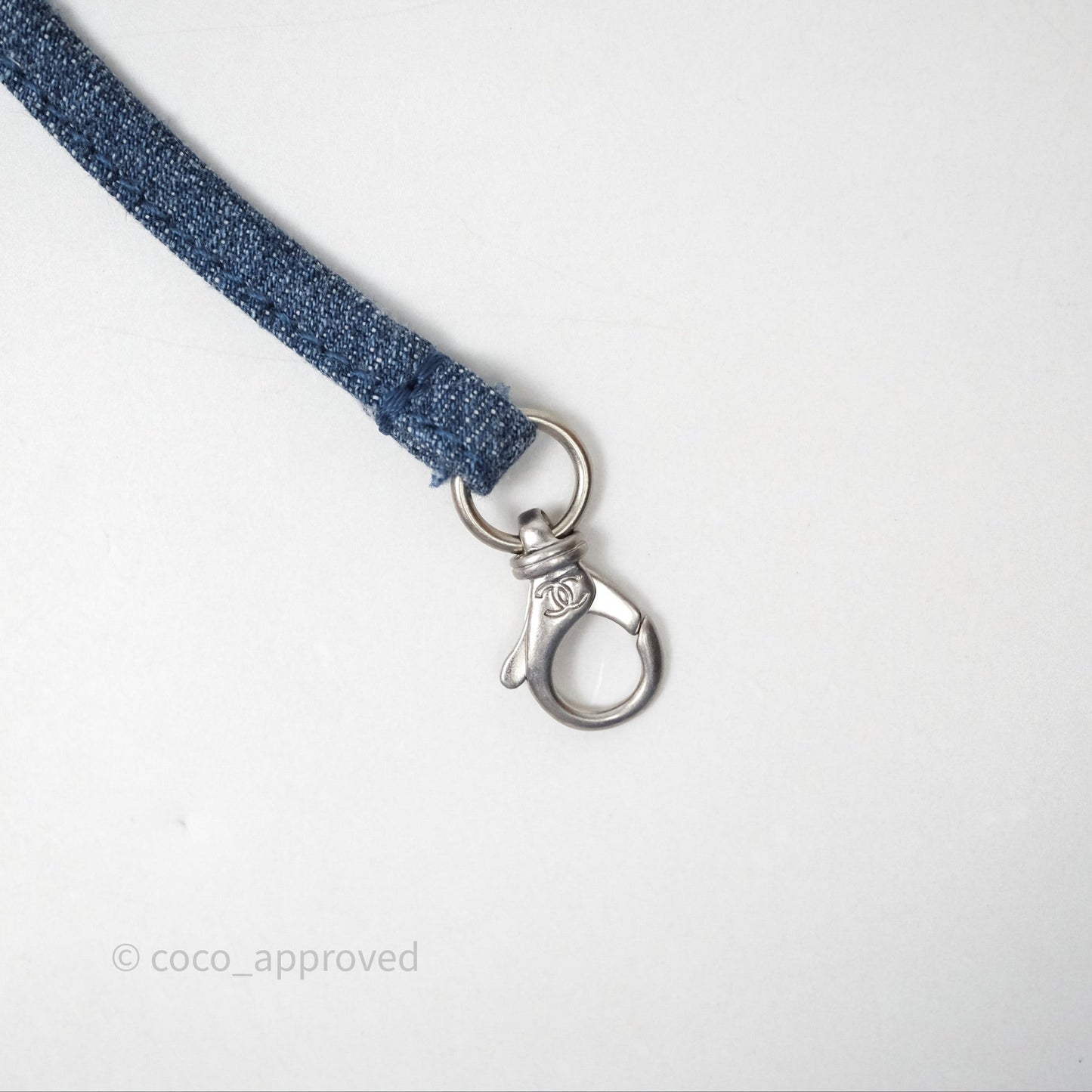 Chanel 22 Small Pearl Studded Denim Silver Hardware