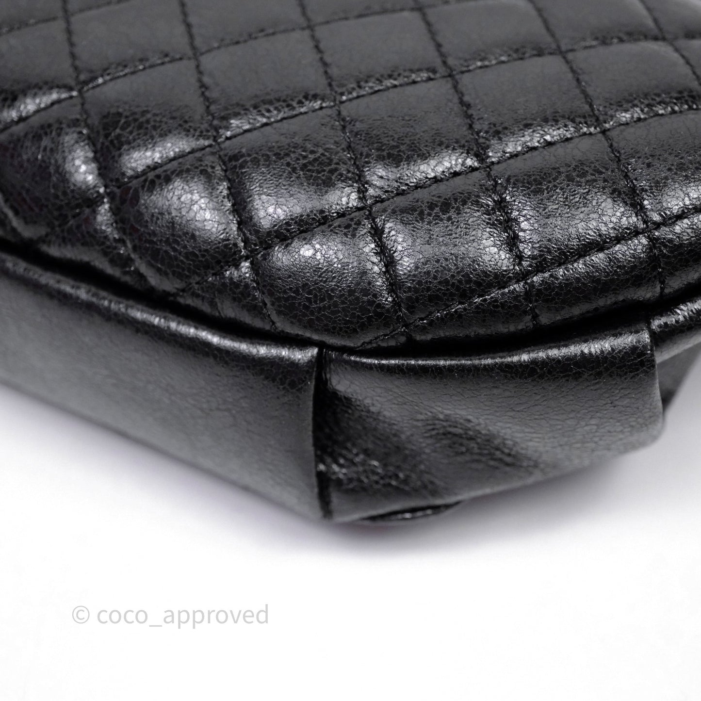 Chanel Waist Bag Black Crumpled Glazed Lambskin Gold Hardware