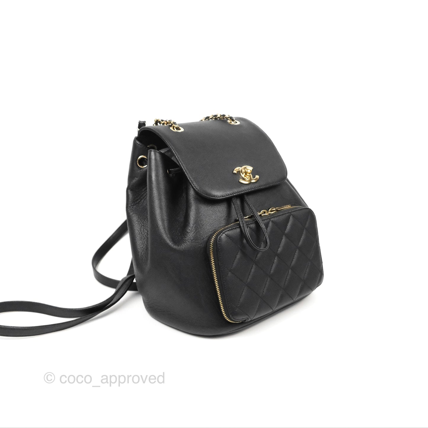 Chanel Quilted Business Affinity Backpack Black Caviar Gold Hardware
