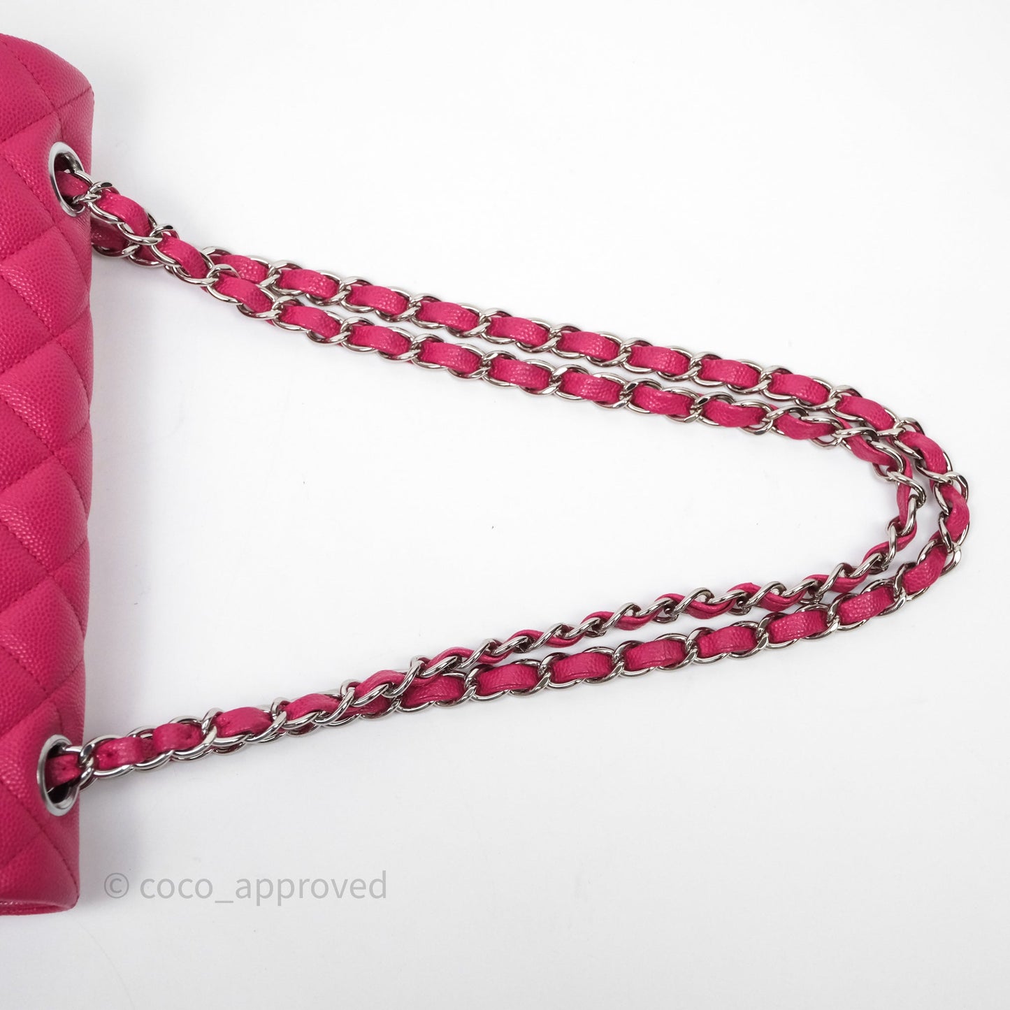 Chanel Small Classic Flap Quilted Hot Pink Caviar Silver Hardware