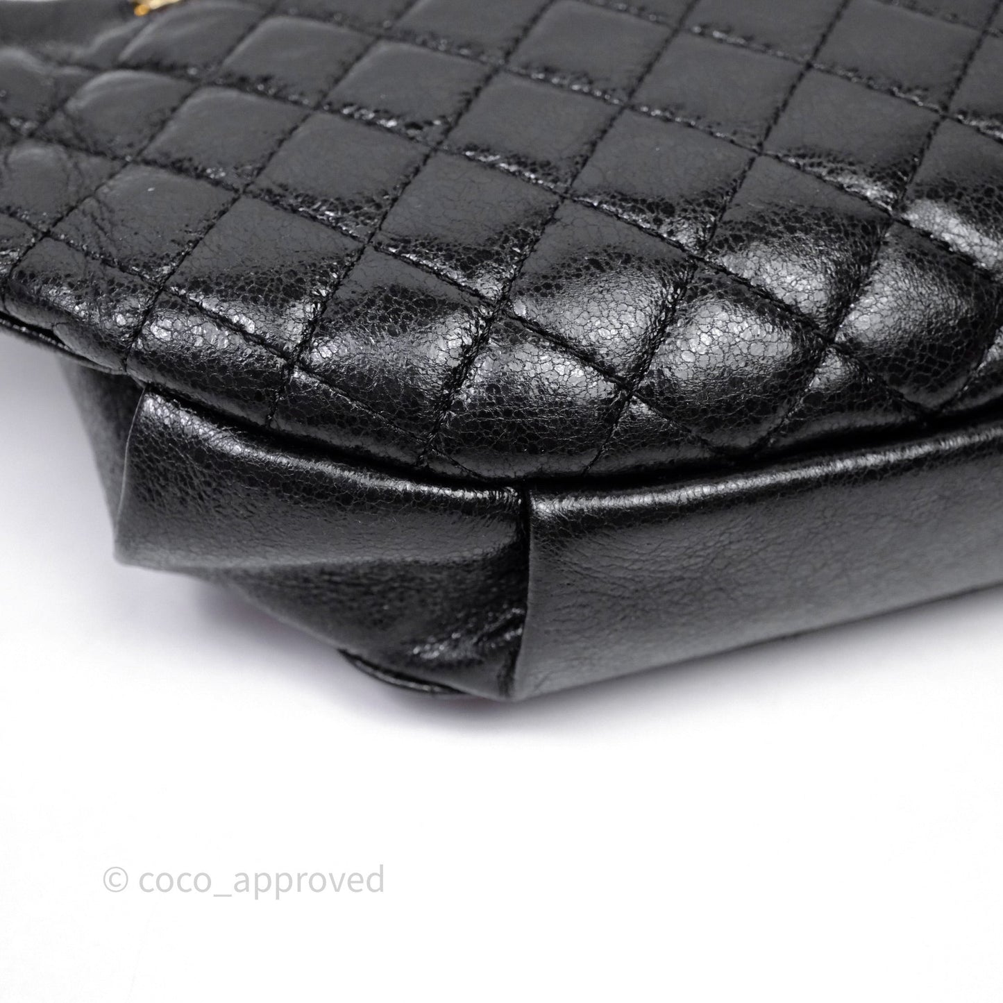 Chanel Waist Bag Black Crumpled Glazed Lambskin Gold Hardware