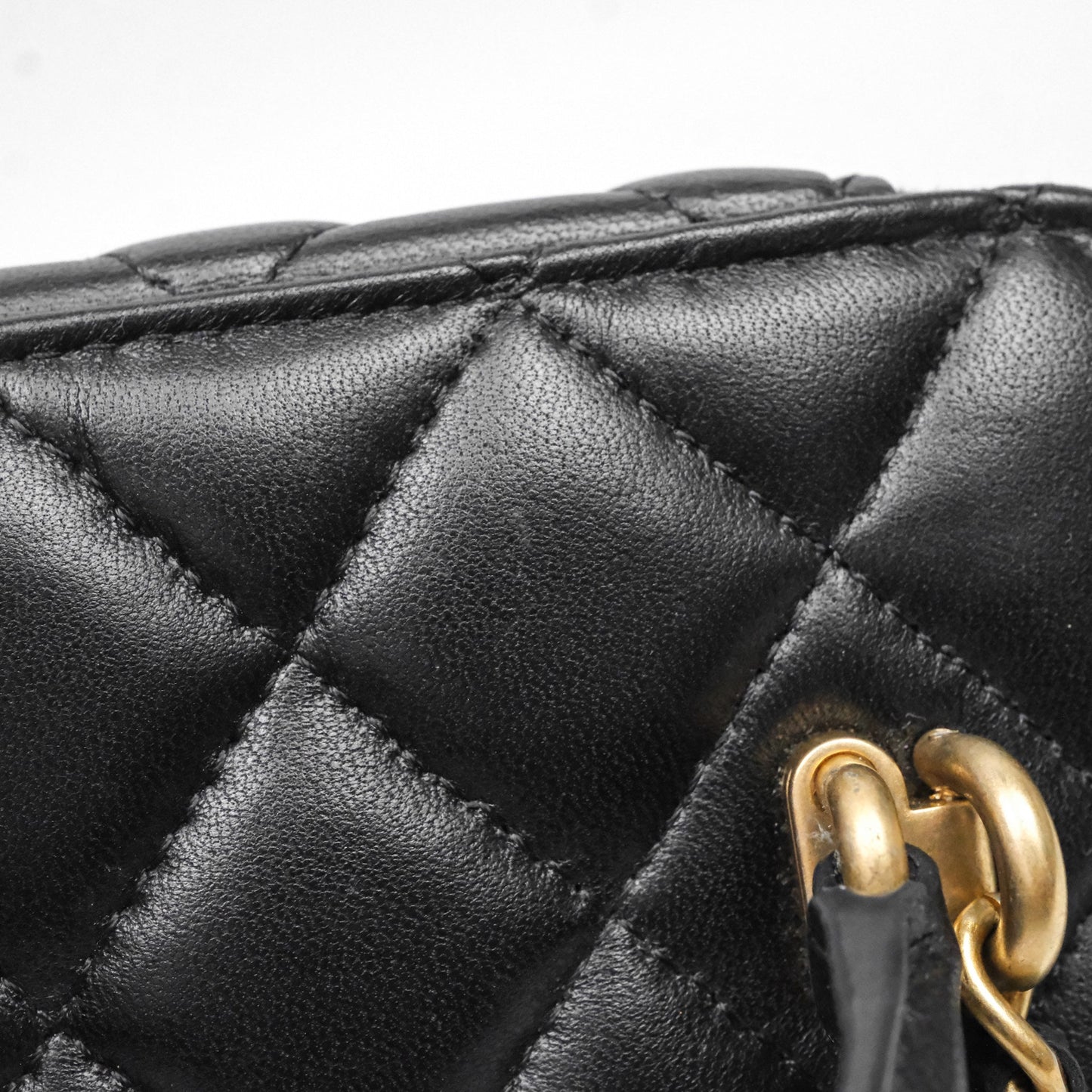 Chanel Vanity Rectangular Metal Top Handle Black Lambskin Aged Gold Hardware
