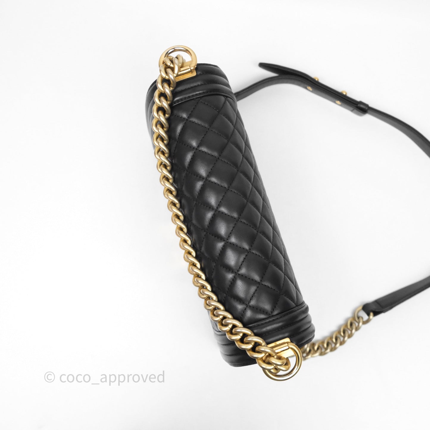 Chanel Medium Boy Quilted Black Lambskin Aged Gold Hardware