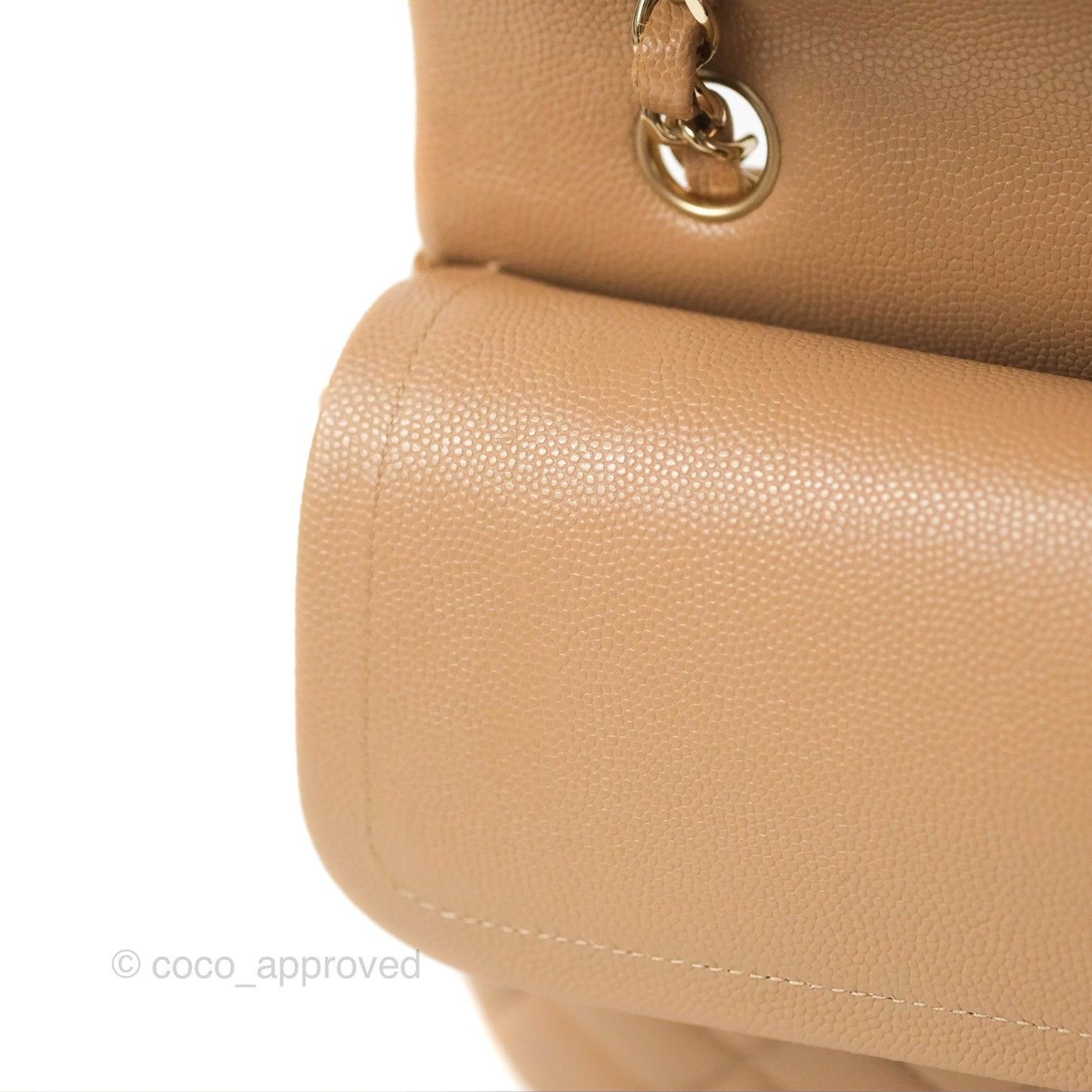 Chanel Classic M/L Medium Flap Quilted Dark Beige Caviar Gold Hardware 19B
