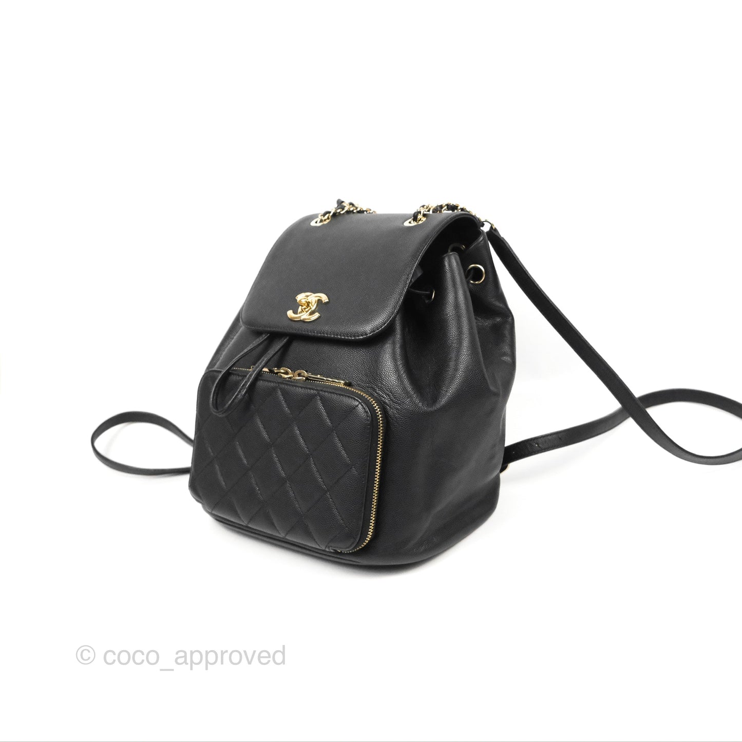 Chanel Quilted Business Affinity Backpack Black Caviar Gold Hardware