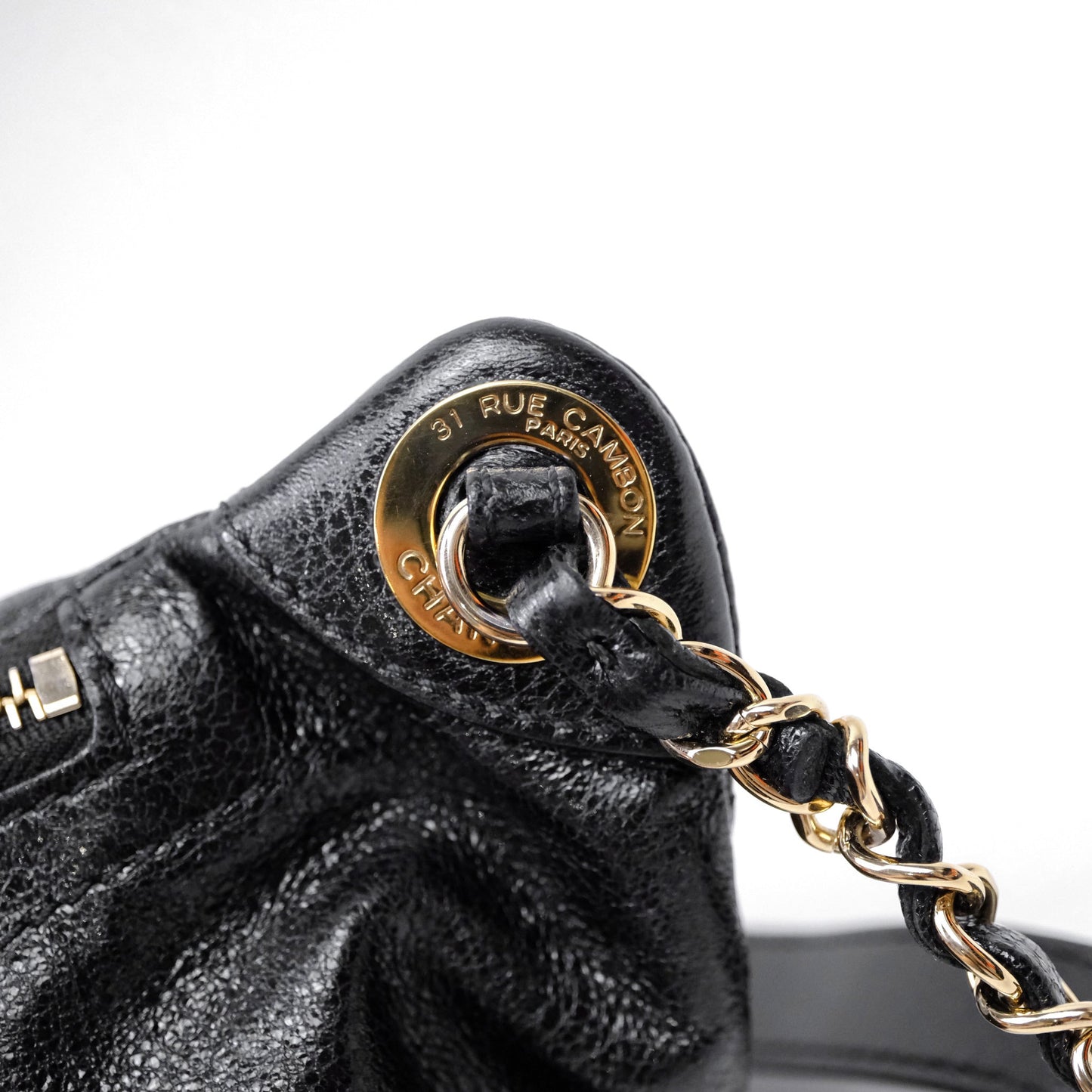 Chanel Waist Bag Black Crumpled Glazed Lambskin Gold Hardware