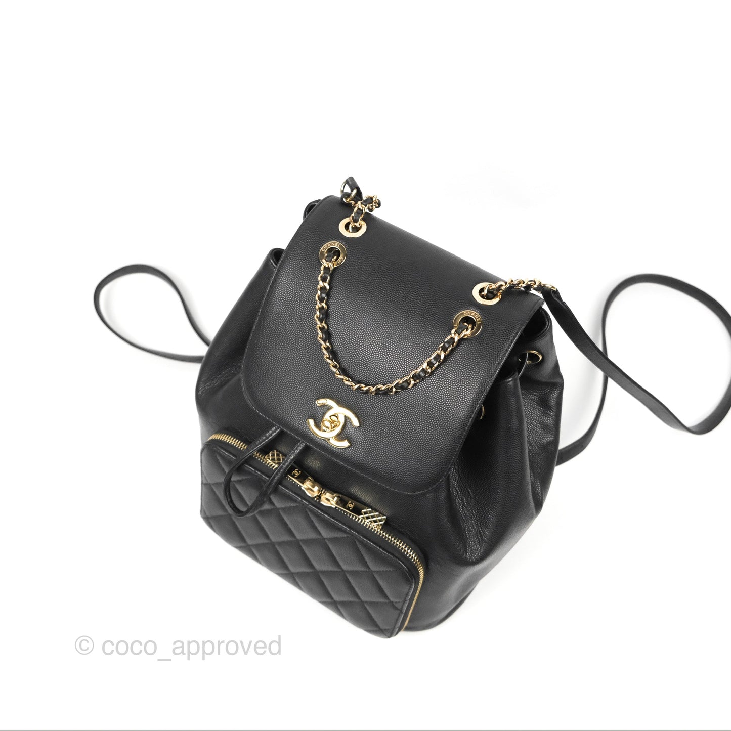 Chanel Quilted Business Affinity Backpack Black Caviar Gold Hardware