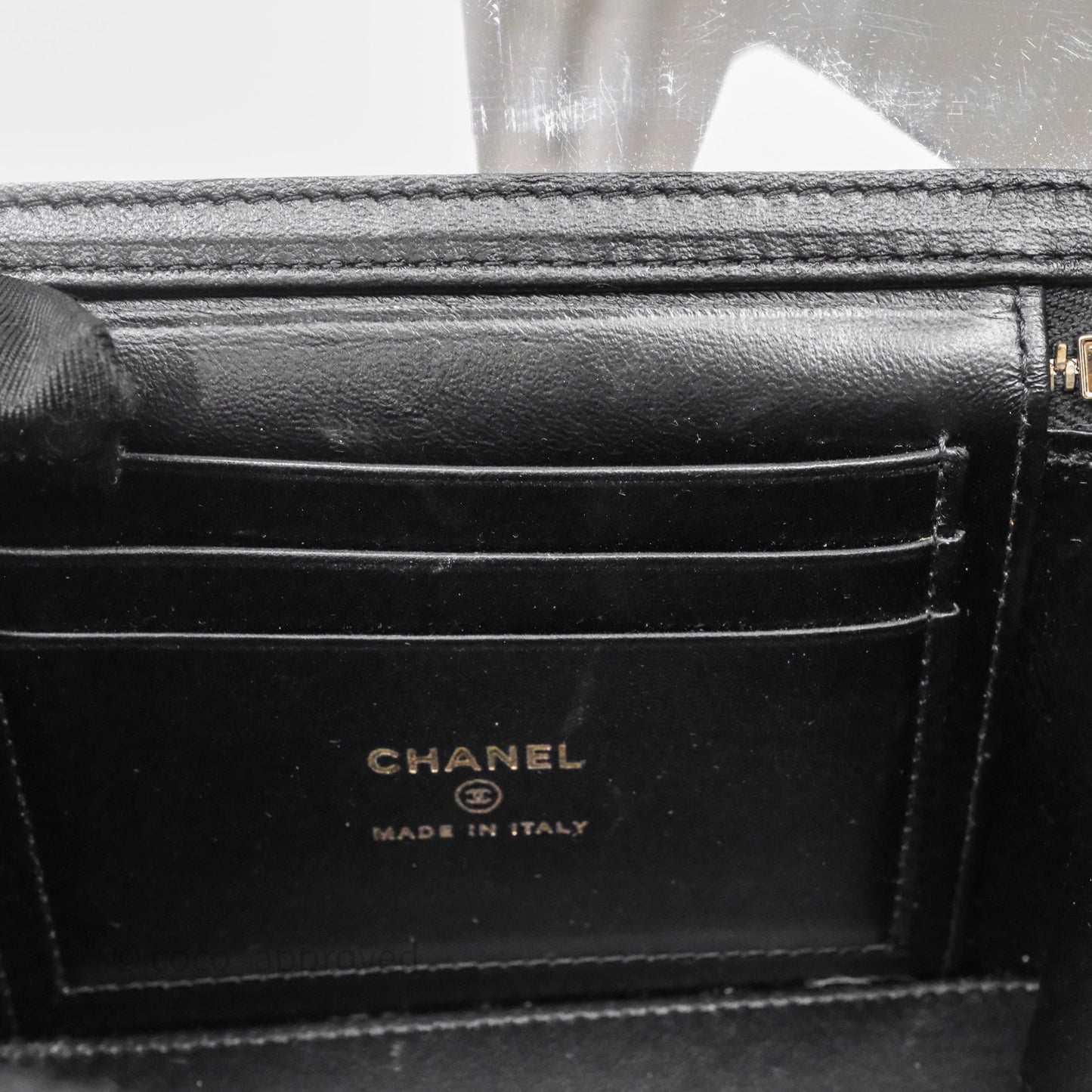 Chanel Vanity Rectangular Metal Top Handle Black Lambskin Aged Gold Hardware