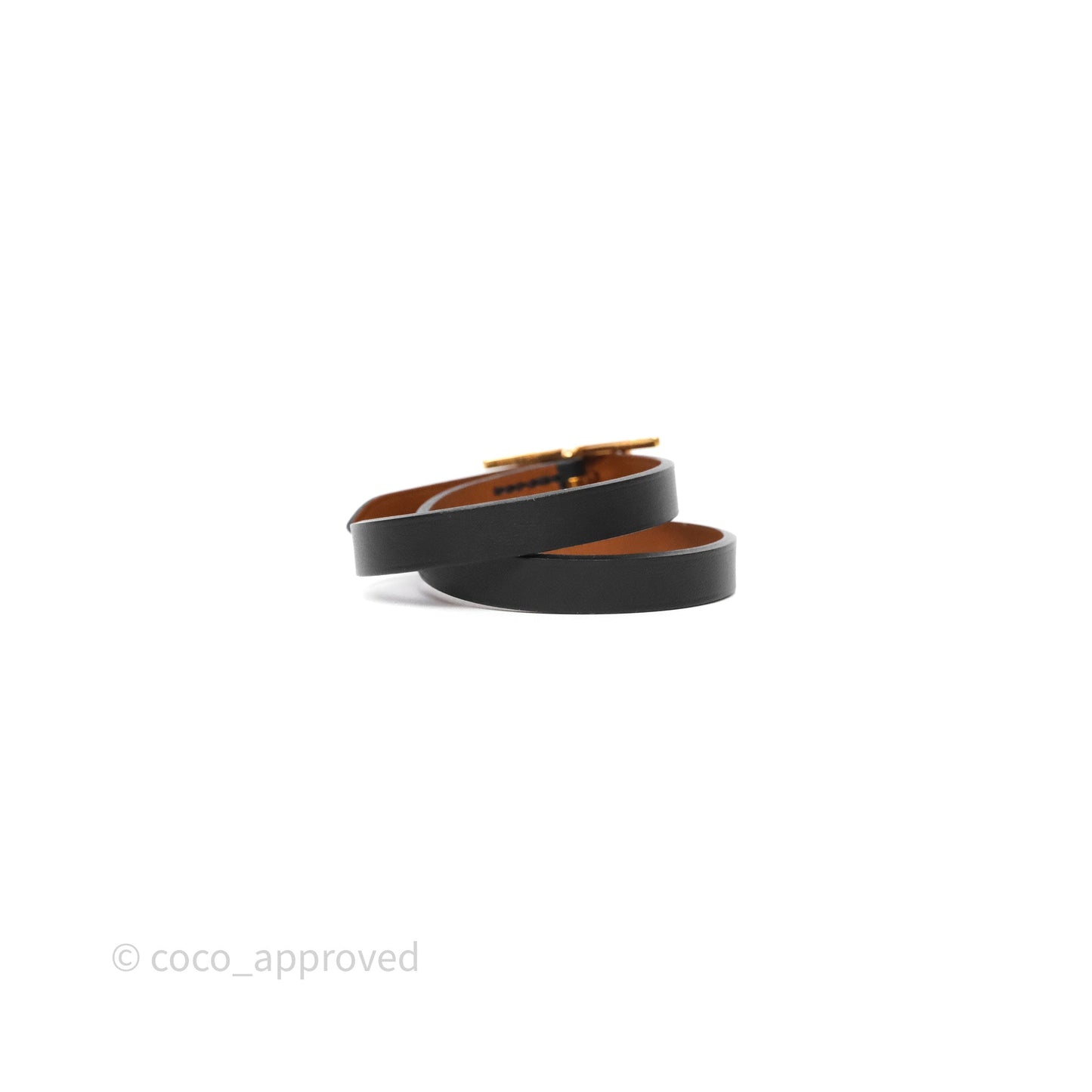 Hermès Behapi Double Tour Bracelet in Fauve 34 / Noir 89 Swift Gold Hardware