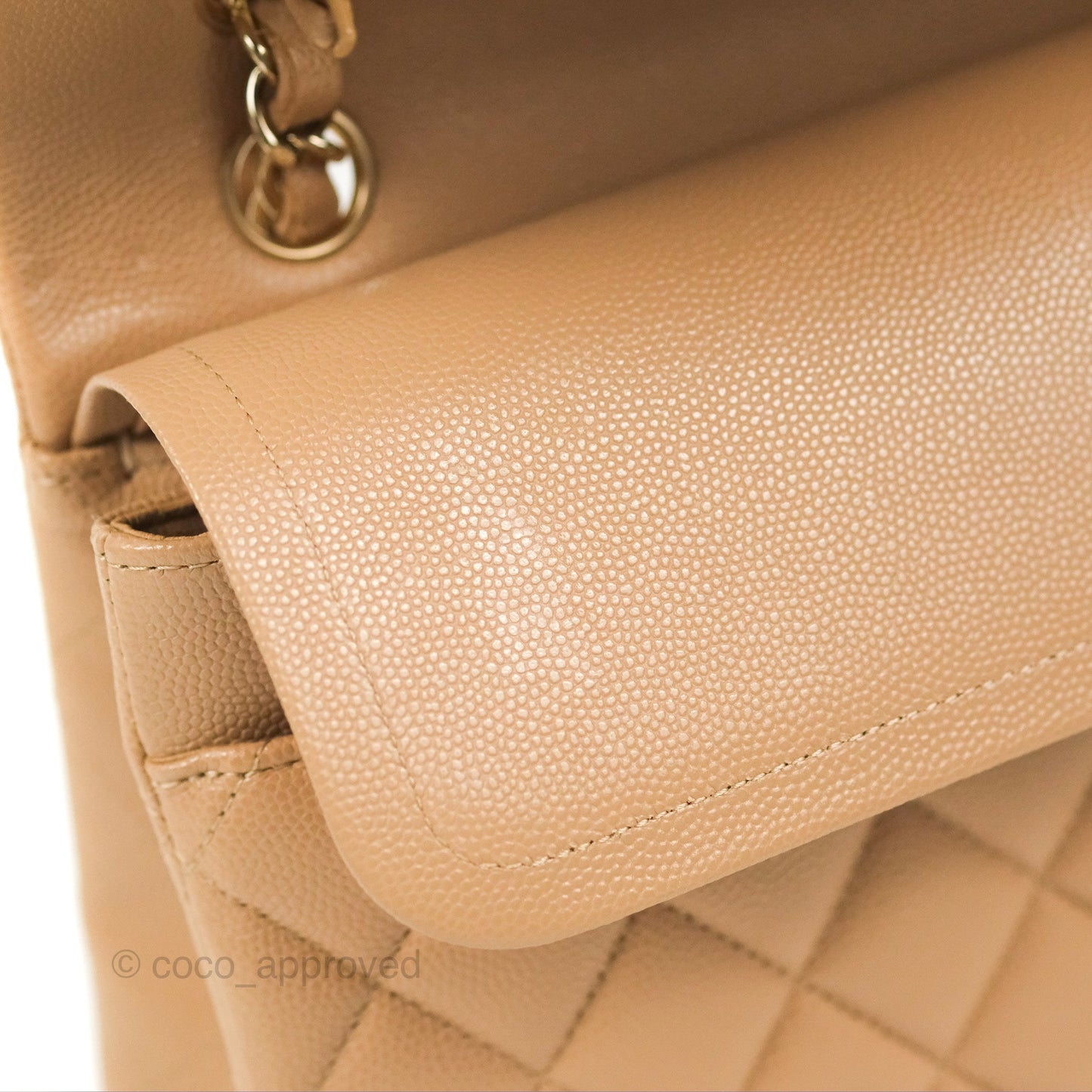 Chanel Classic M/L Medium Flap Quilted Dark Beige Caviar Gold Hardware 19B