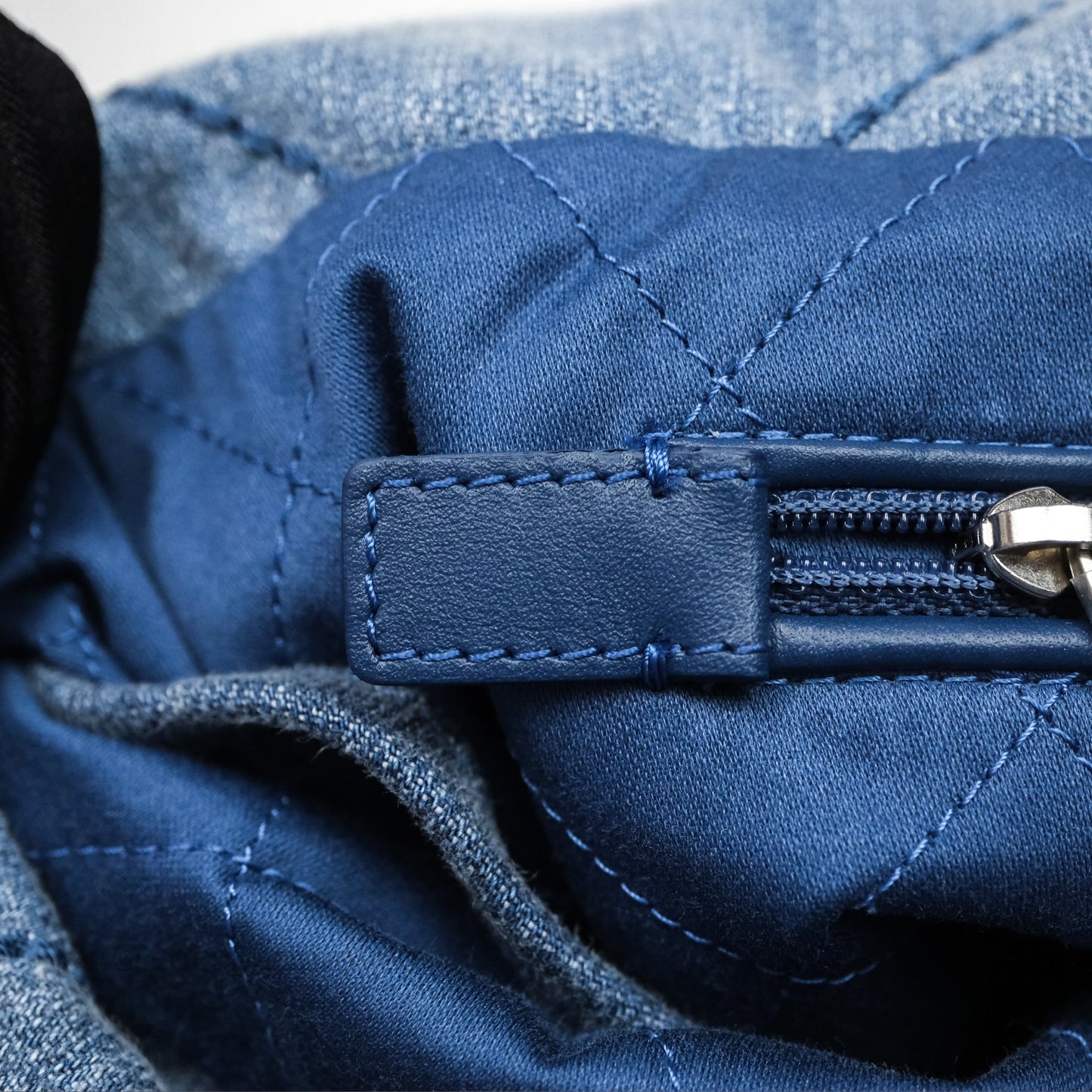 Chanel 22 Small Pearl Studded Denim Silver Hardware