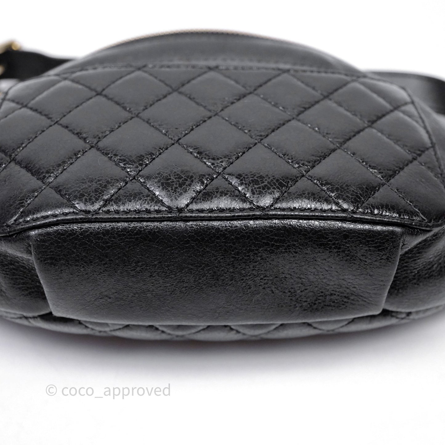 Chanel Waist Bag Black Crumpled Glazed Lambskin Gold Hardware