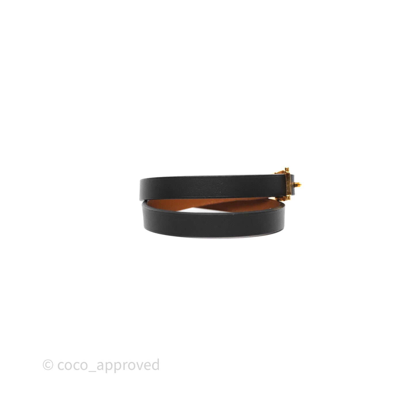 Hermès Behapi Double Tour Bracelet in Fauve 34 / Noir 89 Swift Gold Hardware