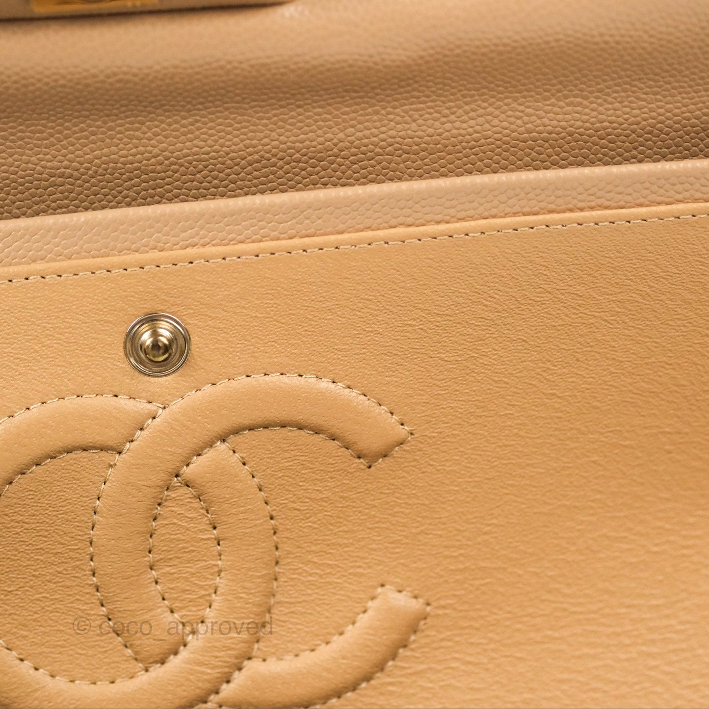 Chanel Classic M/L Medium Flap Quilted Dark Beige Caviar Gold Hardware 19B